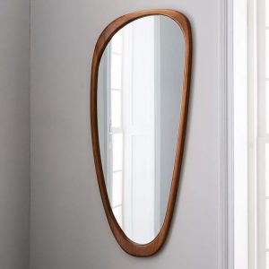 Long Mirror with Rustic Wood Frame for Texture: