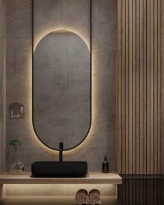 Q908 Black PVD Suspended Backlit Mirror: