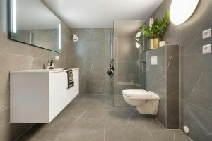 Bathroom with big tiles